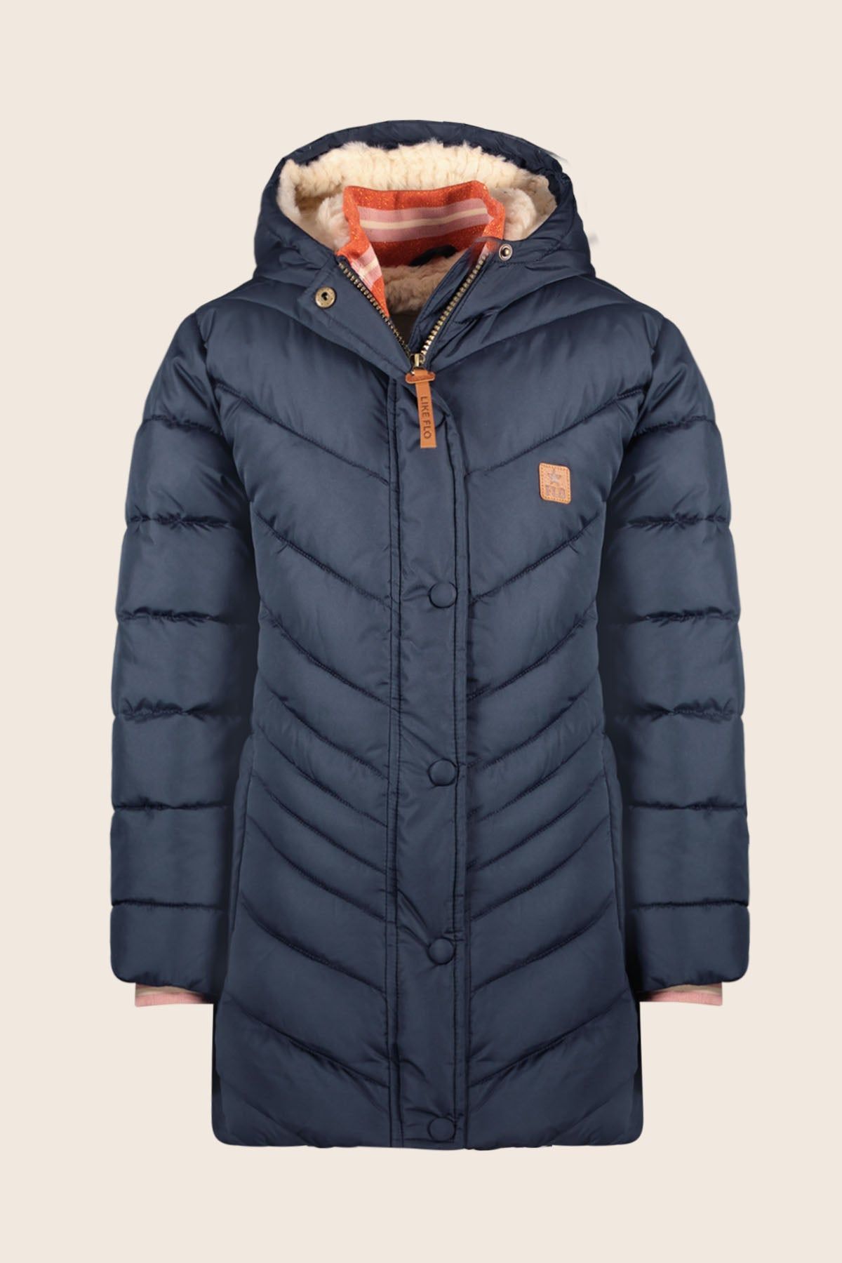 Jas Alina Flo girls quilted jacket long Navy