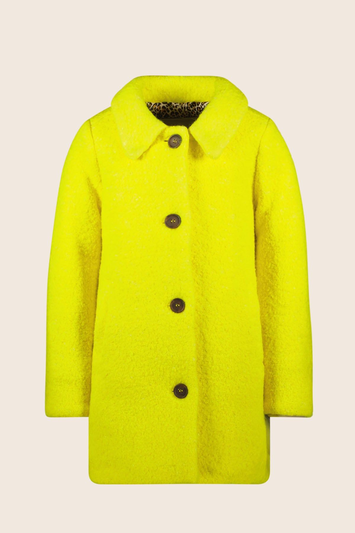 Jas Amber Flo girls wool midi jacket Lemon