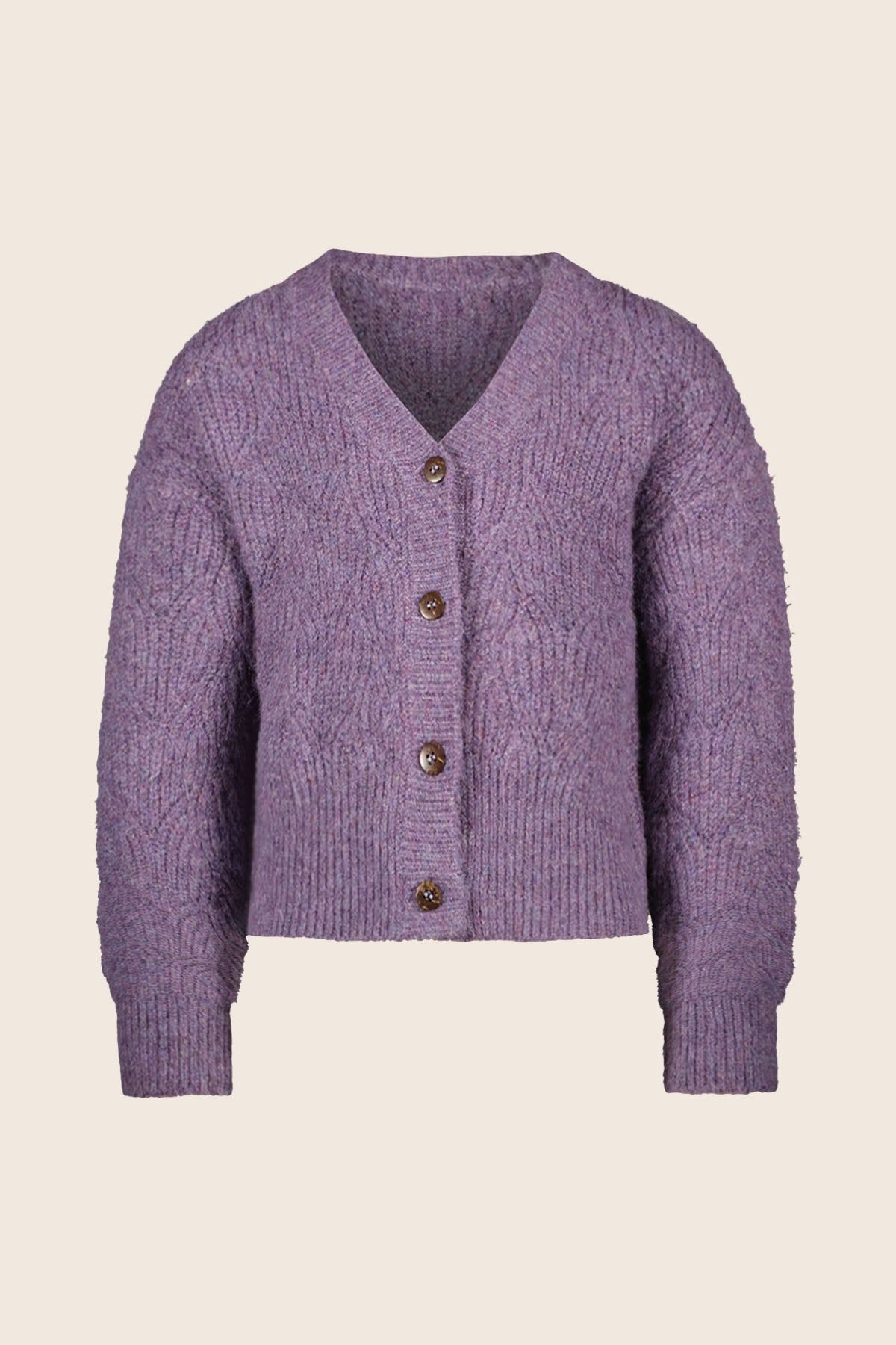 Deau Flo knitted pattern cardigan with buttons Lavendel