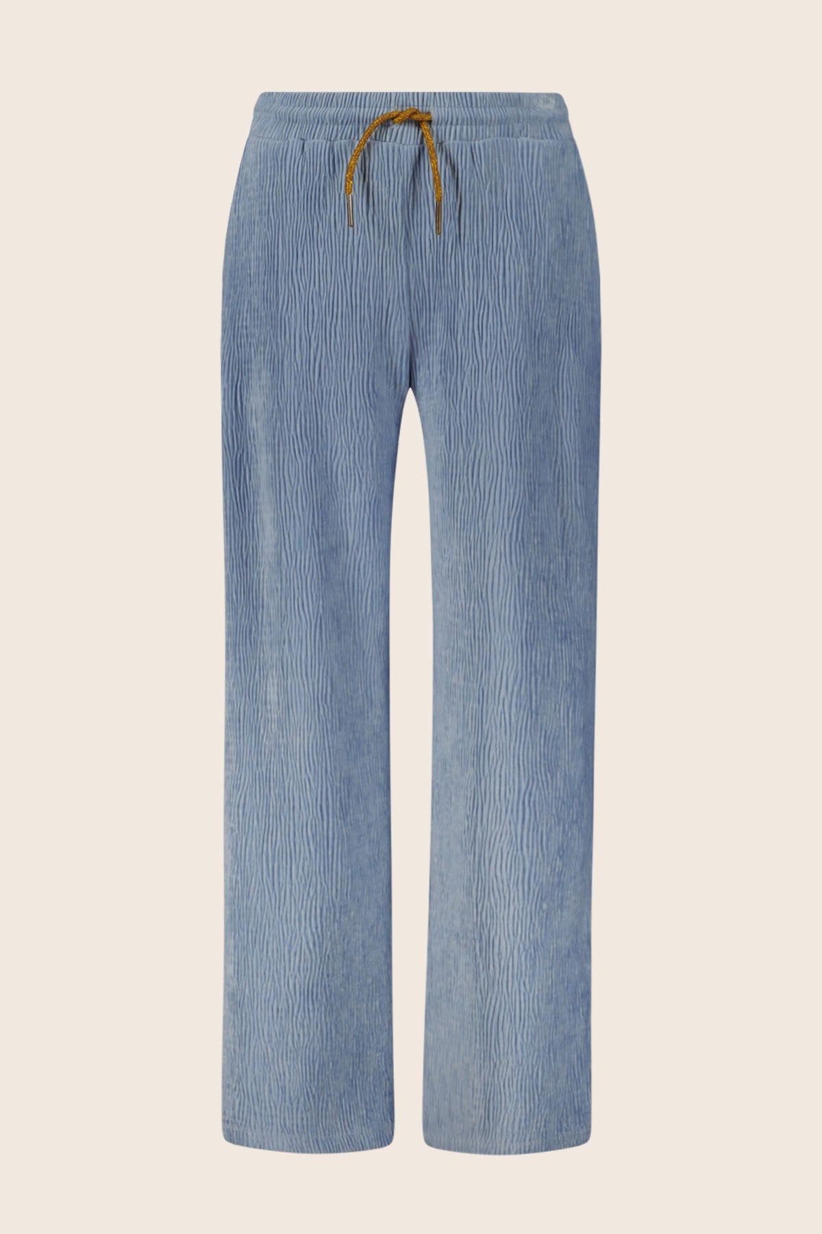 Broek Fem Flo velvet pants with string in wb lt denim