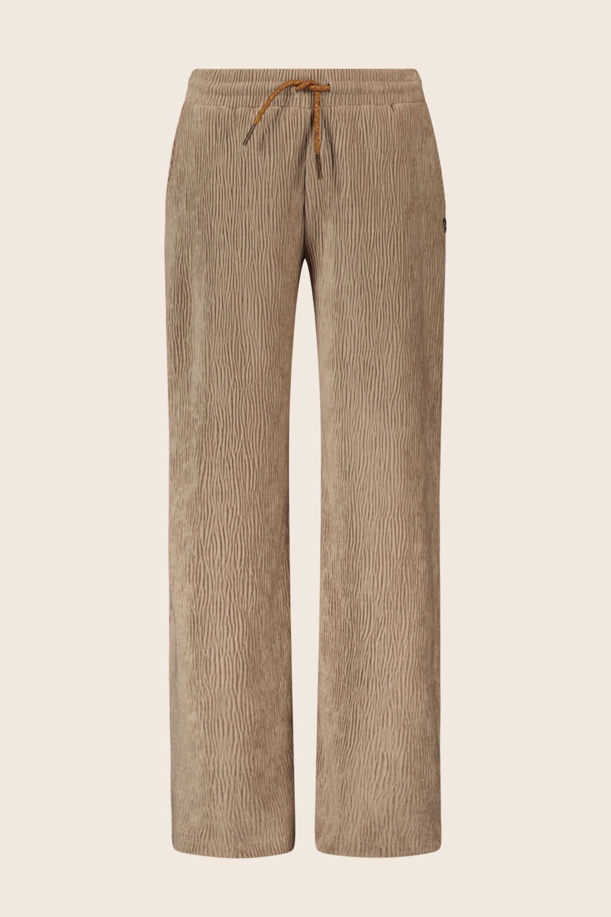 Broek Fem Flo velvet pants with string in wb Taupe