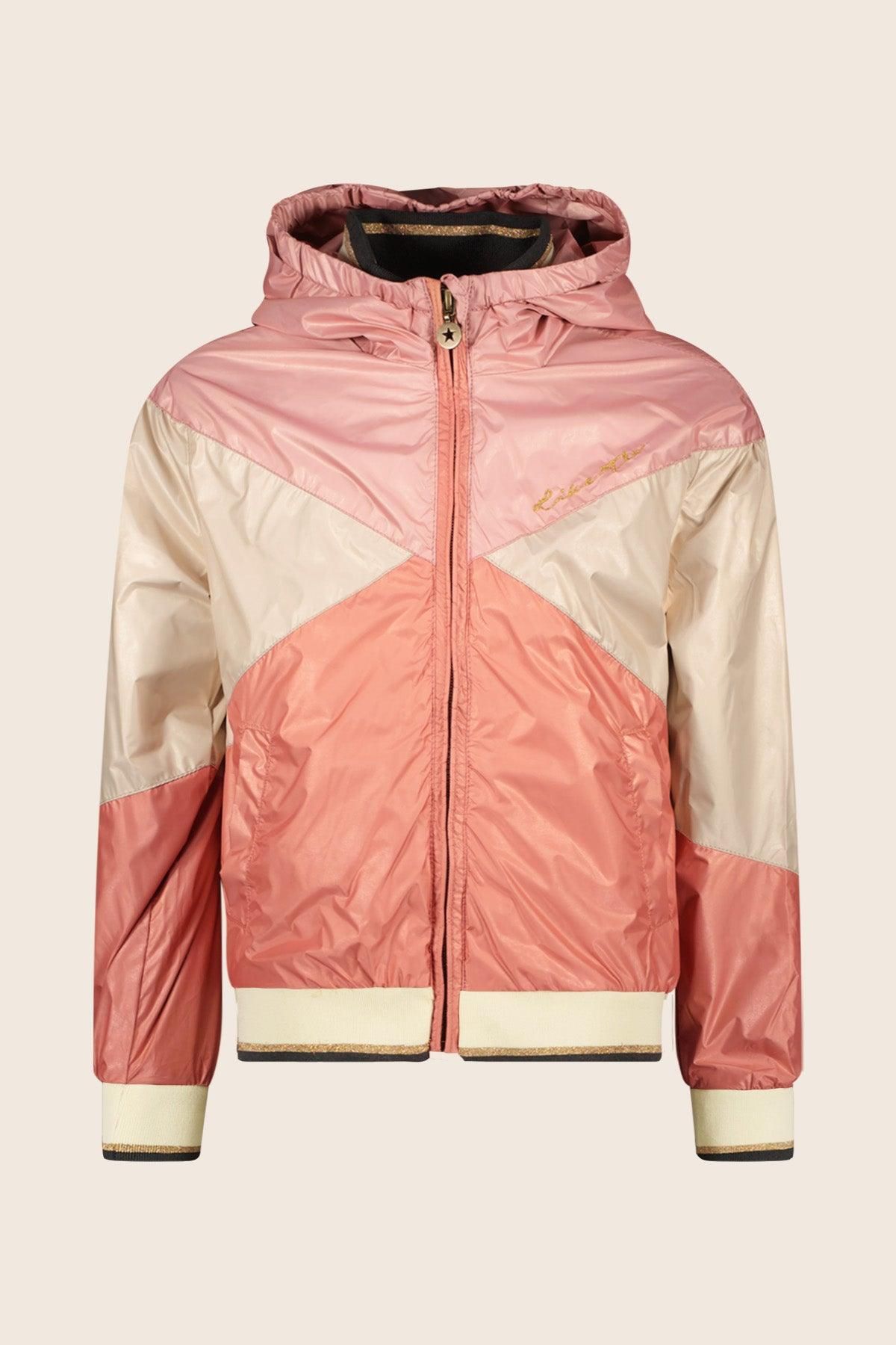 Jas Flo girls hooded summer jacket Colourblock Pink