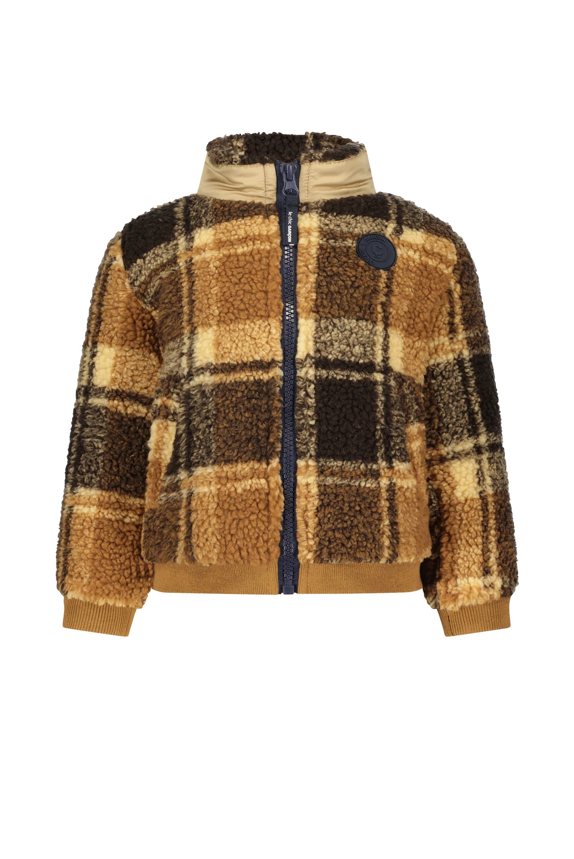 ◘ OFAHMY ◘ checked teddy zip-up *Toffee*