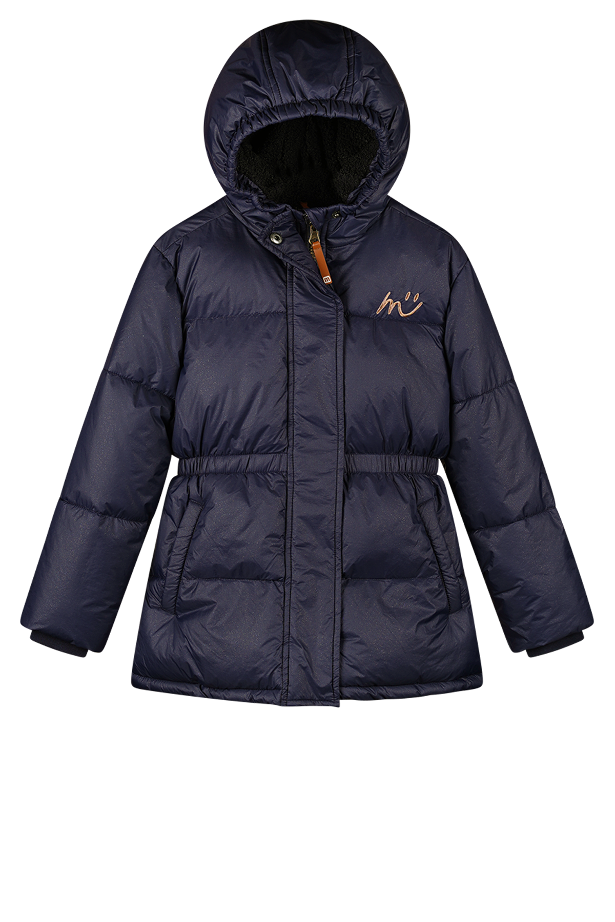 Jas JUNA puffer met glitterstof navy