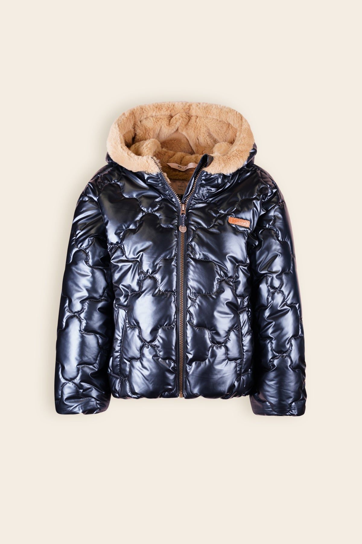 Jas Bee Gestepte Winterjas met Capuchon Navy