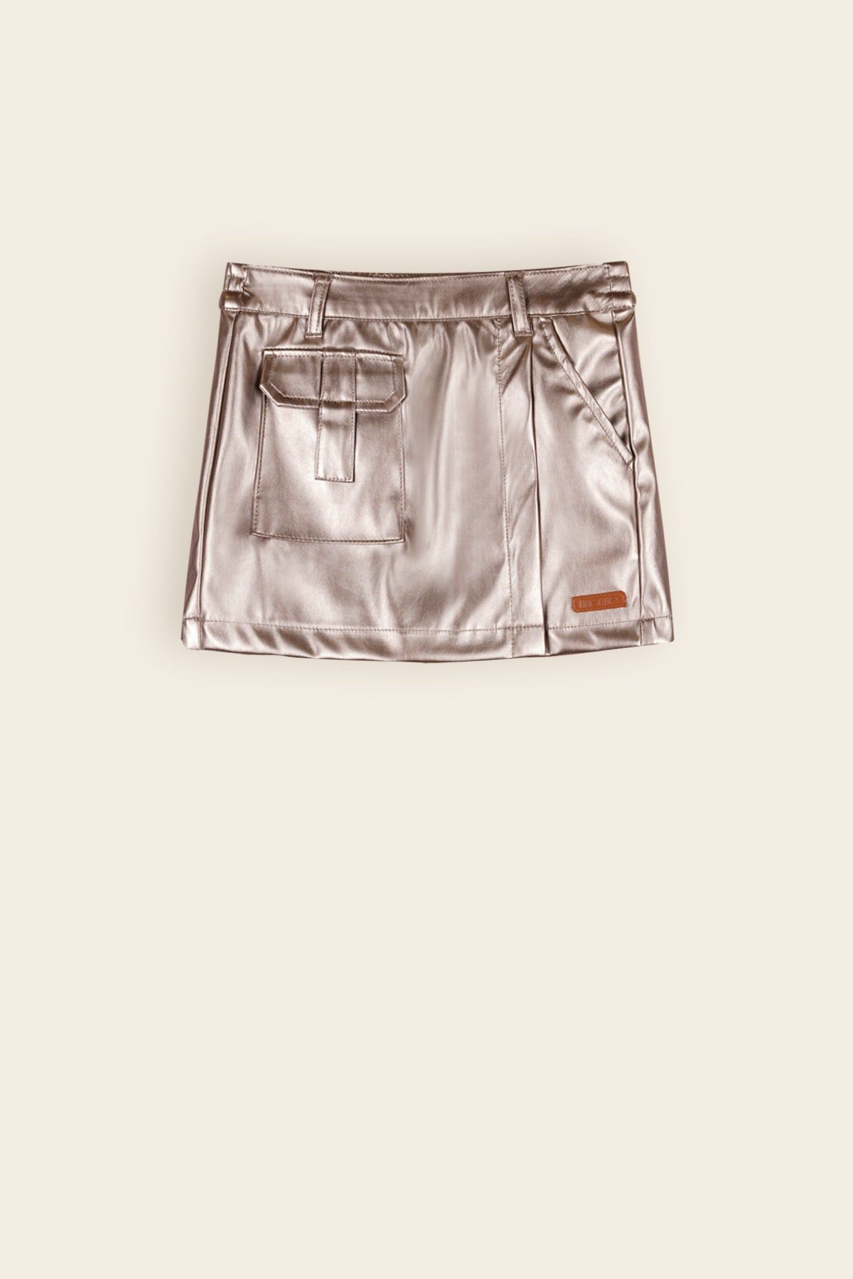 Rok Simona Faux Leather Skort Bronze