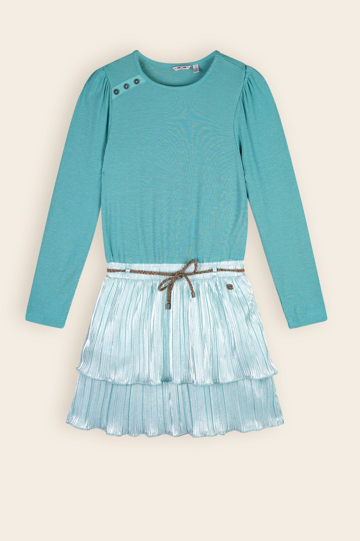 Moran Combi Jurk met Plisee Rok Turquoise