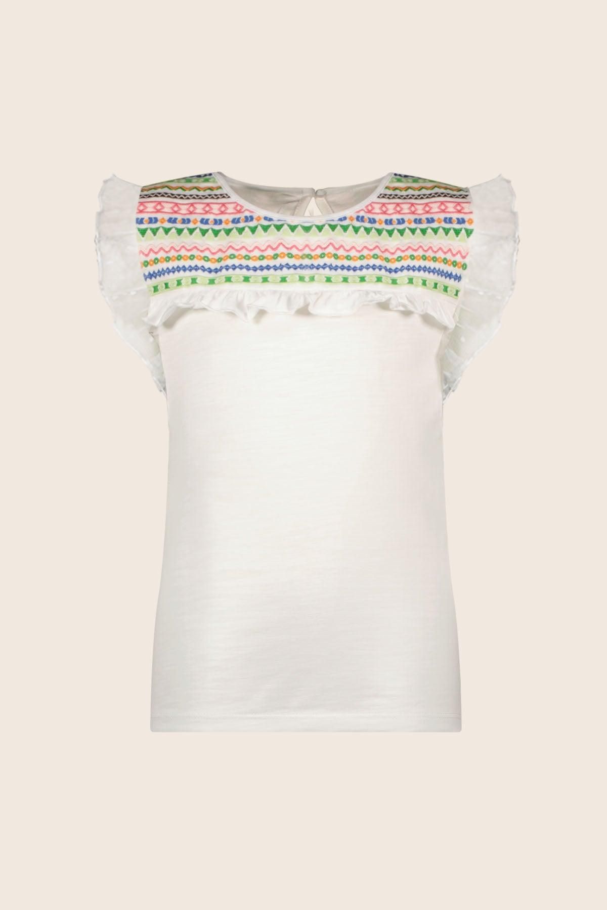 T-Shirt Top GAIA green embroidery